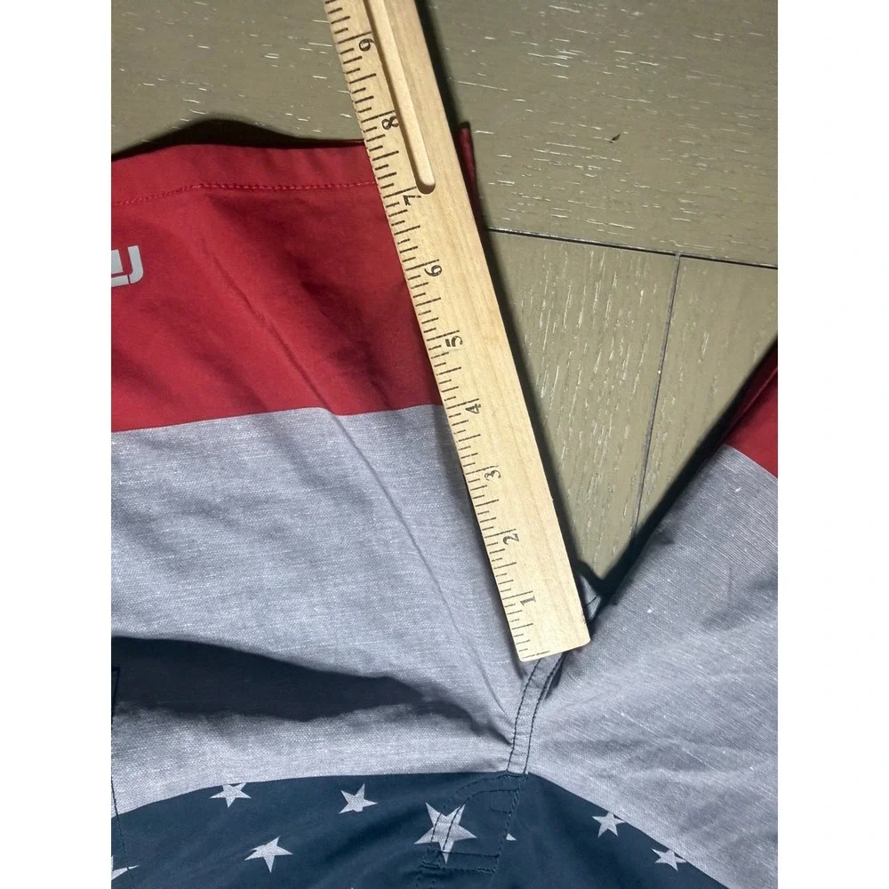TravisMathew‎ Board Shorts Kids Size 8 Blue Gray Red Stars Patriotic Colorblock